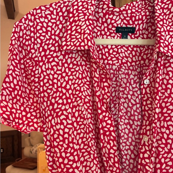 Talbots Red and White Short Sleeve Midi Dress - Picture 2 of 2